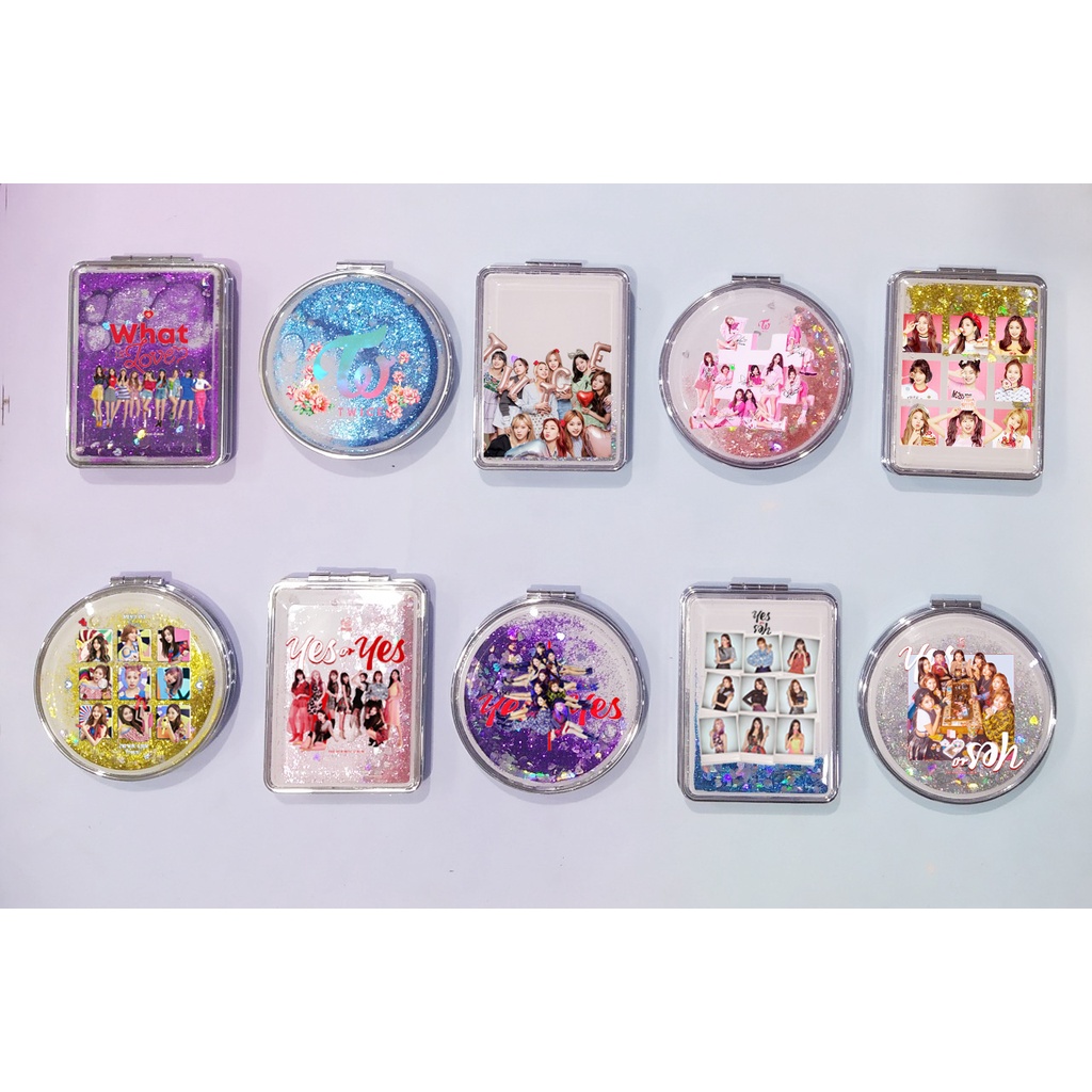 Gương nước chảy kim tuyến TWICE in hình GNI16 gương 2 mặt