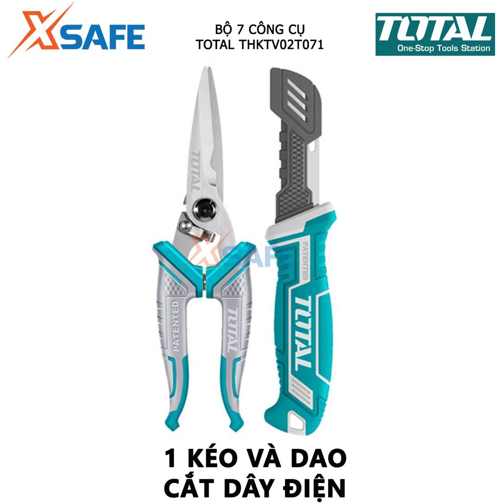 Bộ 7 công cụ viễn thông TOTAL THKTV02T071 dùng trong các ngành nghề như cơ khí, điện dân dụng, xây dựng - Chính hãng