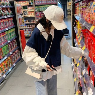 (ORDER) Áo sơ mi trắng phối gile liền màu nữ sinh phong cách cá tính street style kiểu nữ sinh Hàn Quốc có size