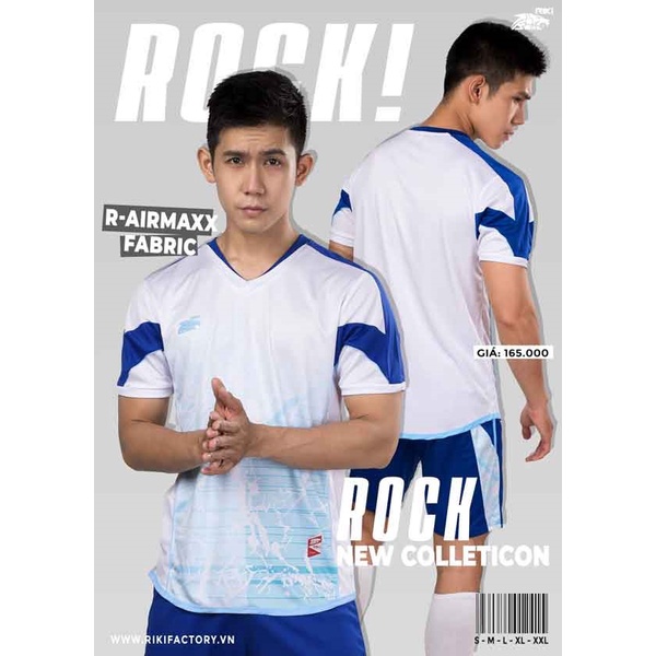 Bộ quần áo bóng đá không logo RIKI ROCK, vải mè kim cao cấp - ViKi Sport