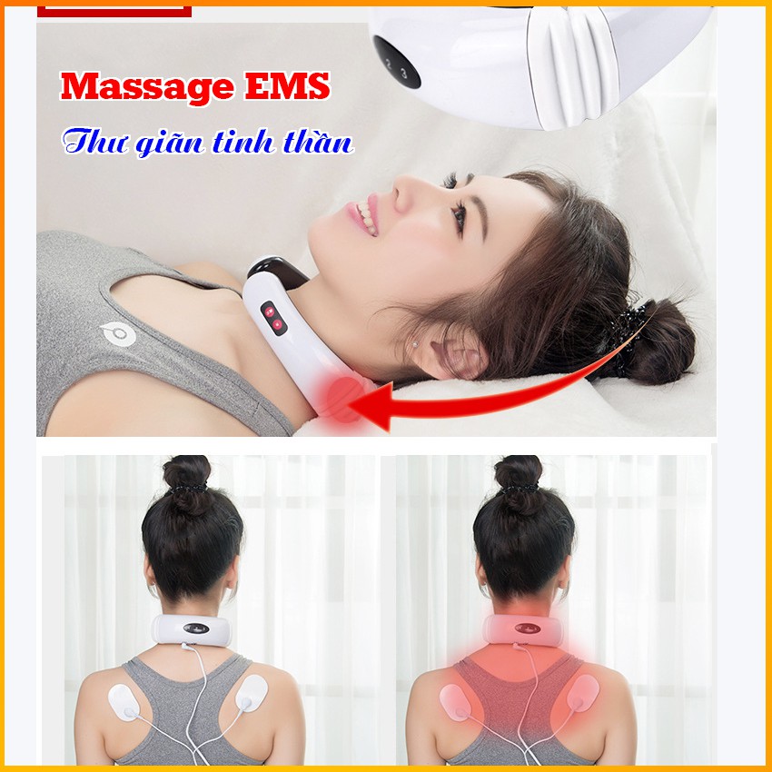 Máy massage cổ - Máy massage cầm tay - Có chức năng matxa EMS thư giãn cơ thể - BH 3 tháng - Kaizo Mart
