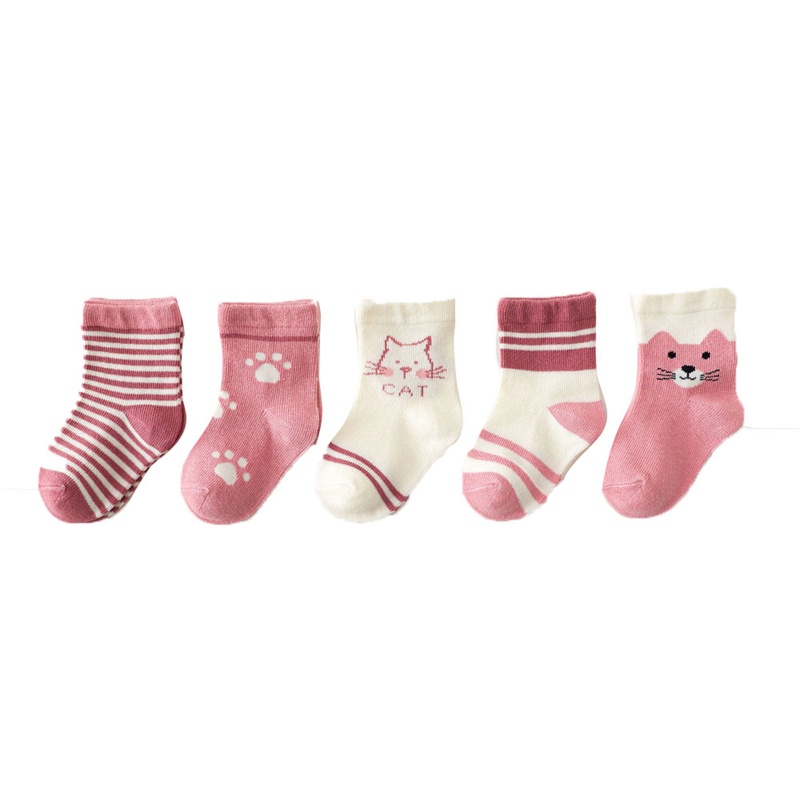 Set 5 Đôi Vớ Cotton Hình Gấu Hoạt Hình Dành Cho Bé Sơ Sinh Chơi Bóng Rổ