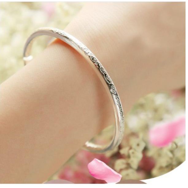 Vòng tay hoa văn nữ bạc s925 đơn giản