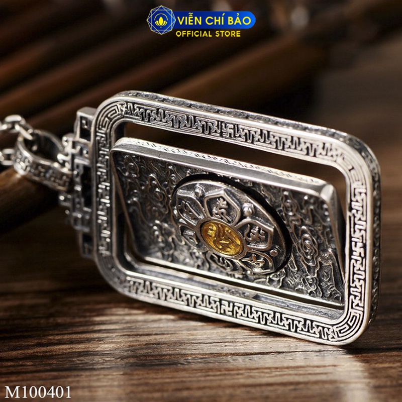 Mặt dây chuyền bạc nam Lục Tự Đại Minh Chân Ngôn xoay 360 độ chất liệu bạc Thái 925 thương hiệu Viễn Chí Bảo M100401