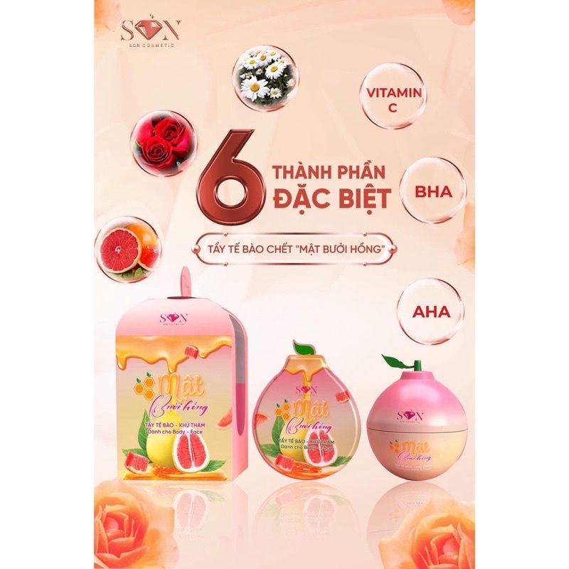 TẨY TẾ BÀO MẬT BƯỞI HỒNG S.O.N TẶNG GÓI 50G CHÍNH HÃNG