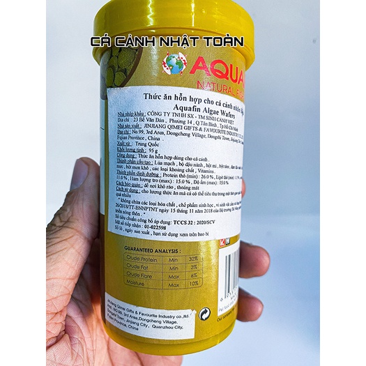 THỨC ĂN CHO CÁ TẦNG ĐÁY, LAU KÍNH AQUAFIN 11 ALGAE WAFERS 95G