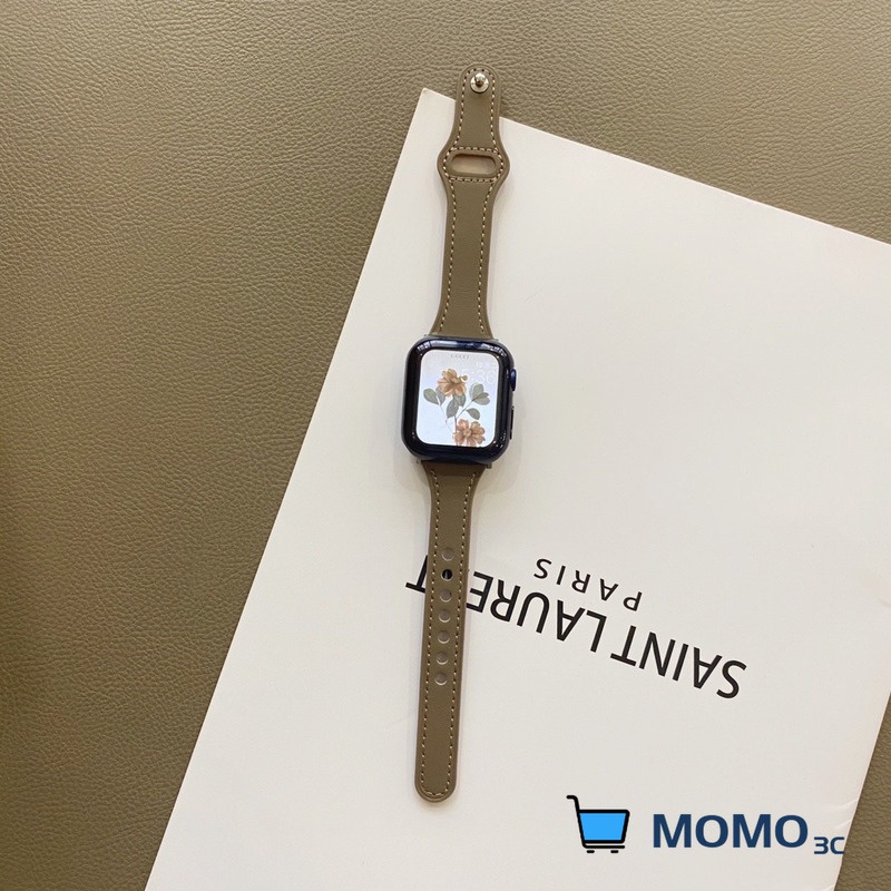 Dây đeo bằng da mỏng cho đồng hồ thông minh Smart Watch Series 6 SE 5 4 3 2 Luxury IWatch 40mm 44mm 38mm 42mm