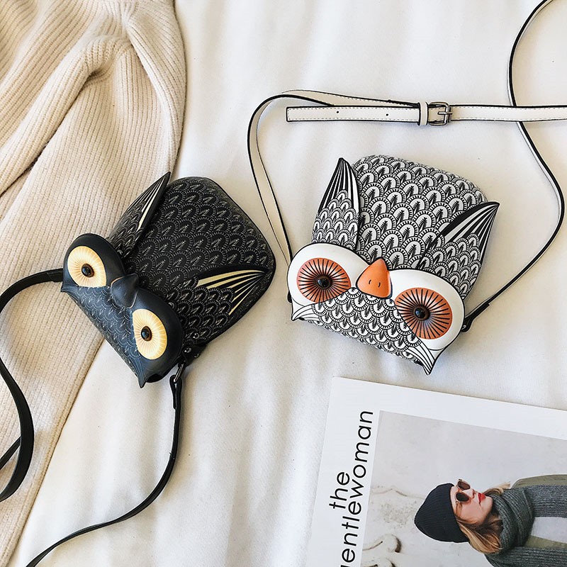 Túi Đeo Chéo Hình Cú Mèo Hoạt Hình Dễ Thương Dành Cho Nữ