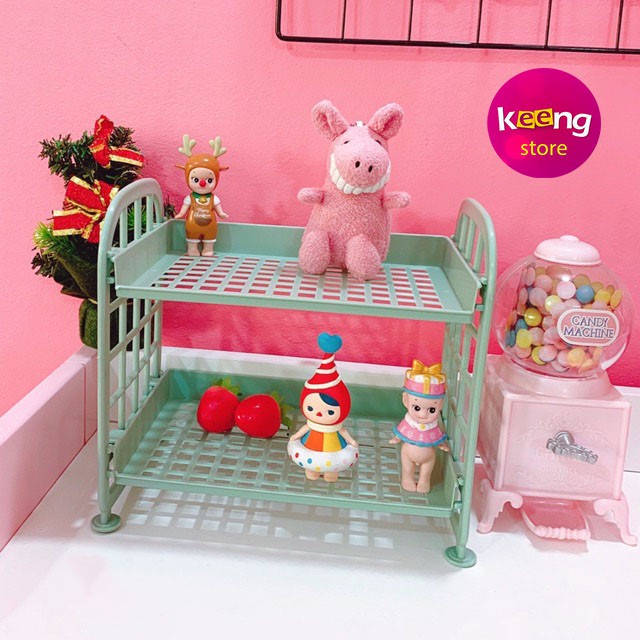 Kệ nhựa mini 2 tầng KEENGSTORE đựng đồ đa năng siêu xinh sẵn hàng 10 màu