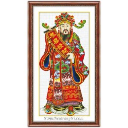 Tranh thêu chữ thập G013 hình thần tài (64*116cm)
