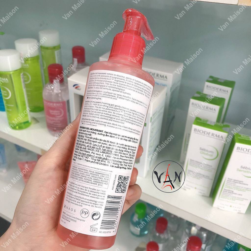 [Tem chính hãng] Sửa rửa mặt bioderma sensibio gel moussant dành cho da nhạy cảm, da khô dễ kích ứng 200ml