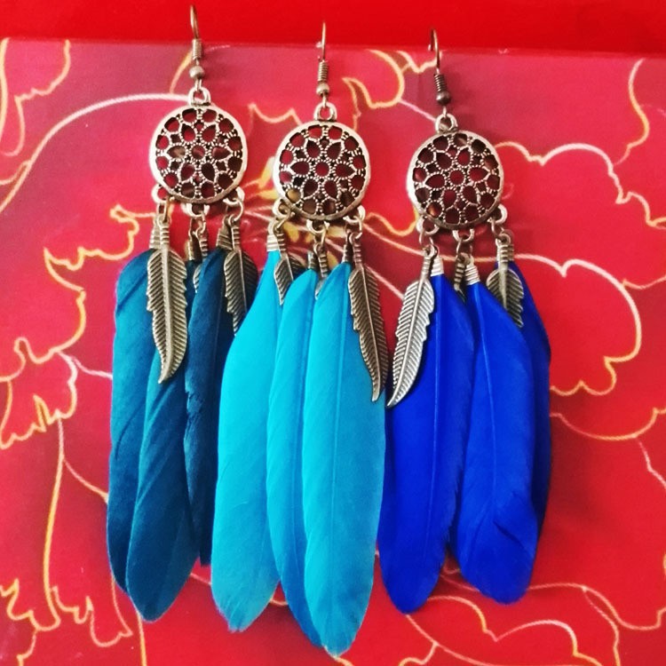 Hoa tai lông vũ phong cách vintage cho nữ