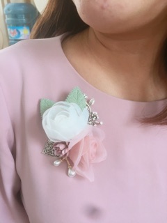 Hoa cài áo handmade - Hoa hồng đôi