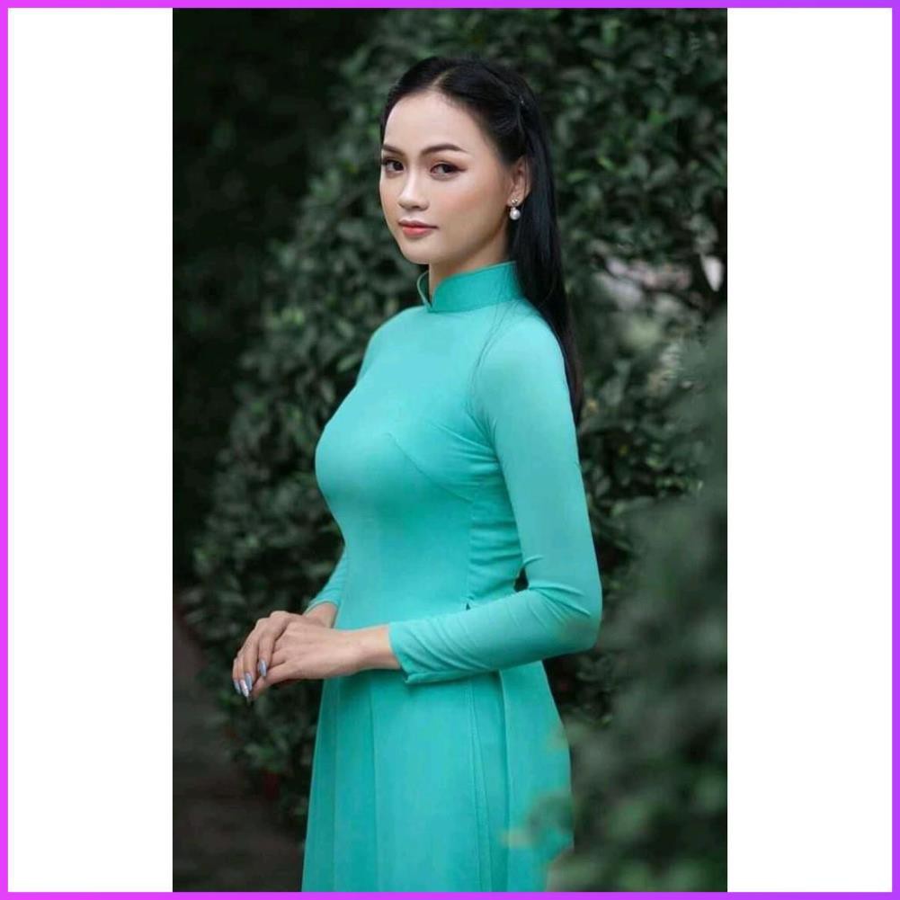 Áo dài trơn may sẵn xanh ngọc kèm quần, áo dài truyền thống, áo dài vietnam ariline, nhận cắt áo dài ADT2TXN