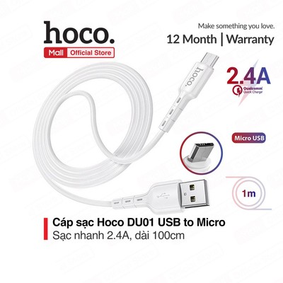Cáp sạc và truyền dữ liệu Hoco DU01 / X37 USB to Micro/IP/Type-C sạc nhanh 2.4A/3A dài 100cm