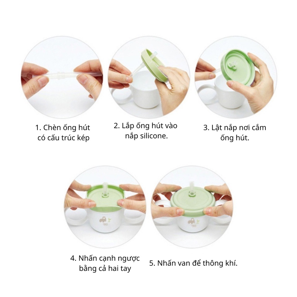 Cốc Tập Uống Cho Bé Kèm 2 Nắp Có Tay Cầm Tiện Dụng Chính Hãng Tgm Straw Snack Cup Hàn Quốc