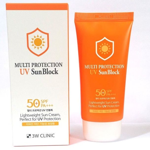 Kem chống nắng trắng da, lên tông, kiềm dầu Multi Protection Uv Sun Block 3W Clinic Hàn Quốc 70ml- TRẮNG