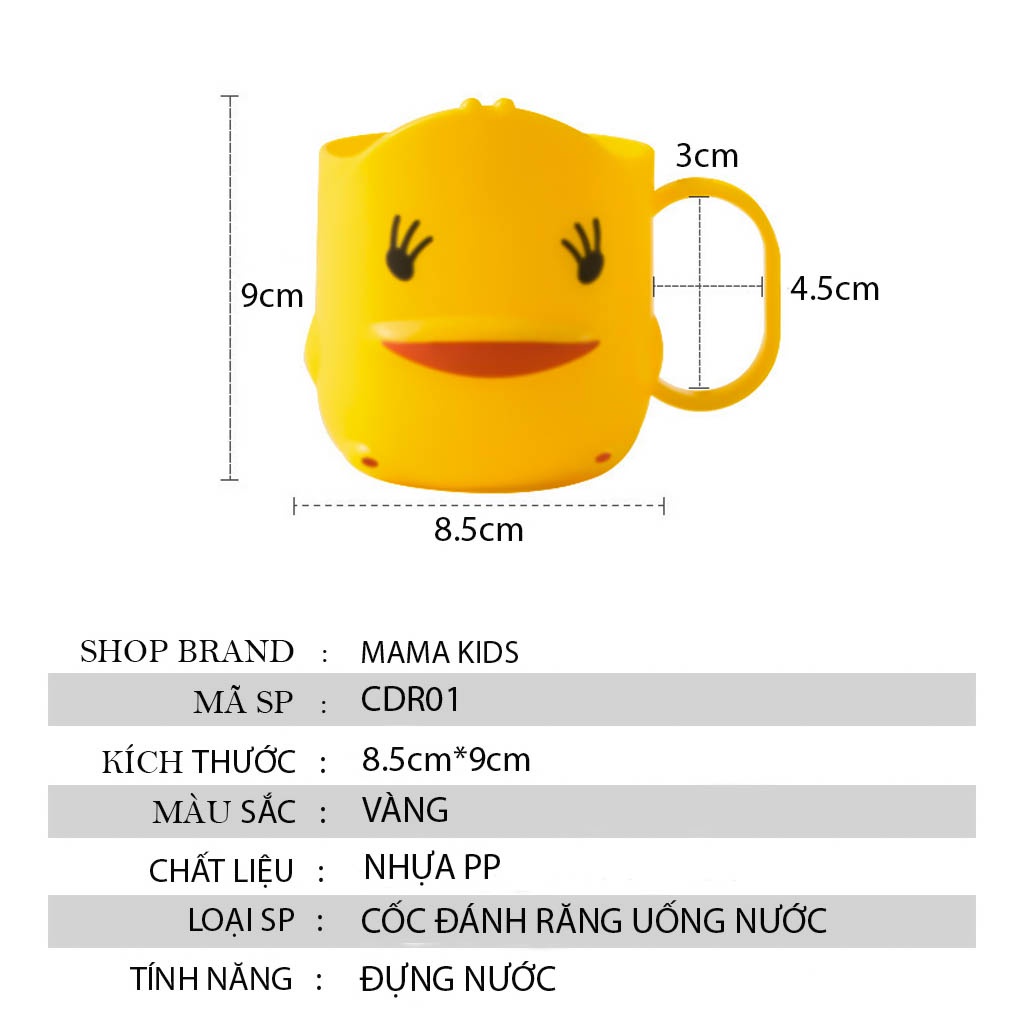 Cốc đánh răng cho bé hình con vịt có quai xinh xắn đáng yêu CDR01