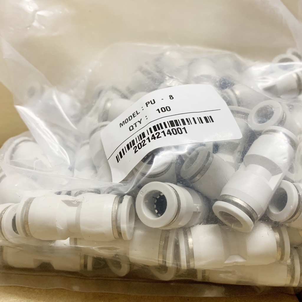 Nối ống hơi, ống nước, ống dẫn khí 2 đầu 8mm trắng NTSC