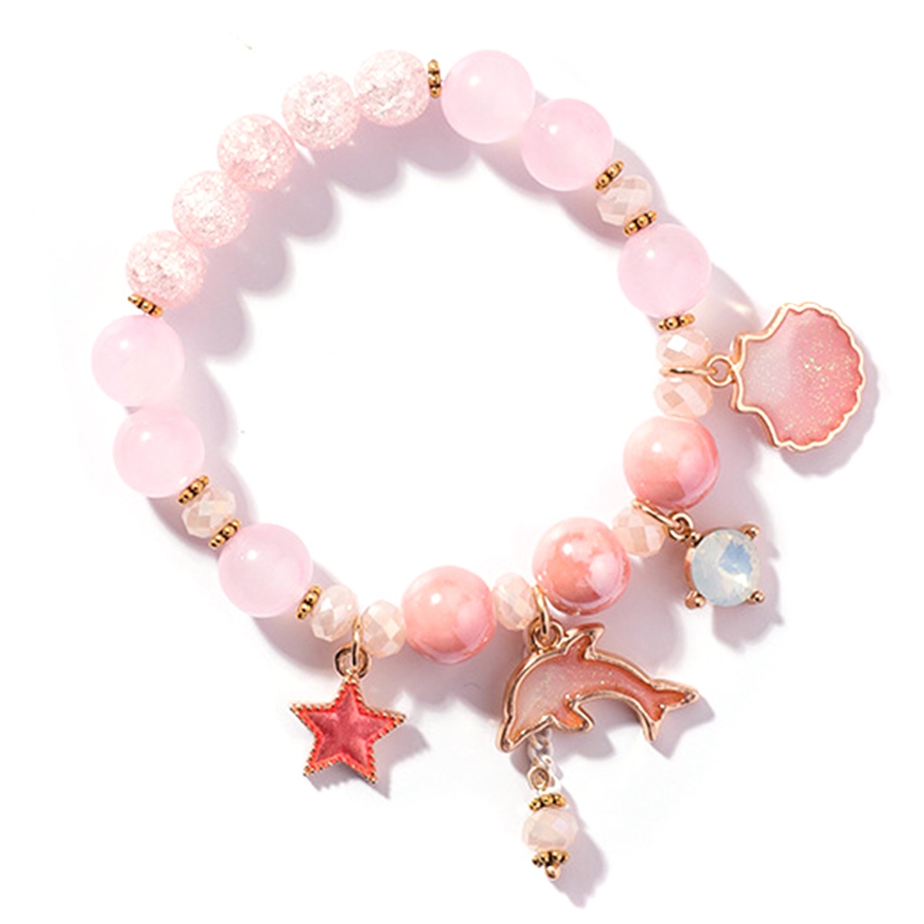 1 Vòng Tay Chuỗi Hạt Pha Lê Hình Đuôi Cá Voi Ngọt Ngào Phong Cách Hàn Quốc