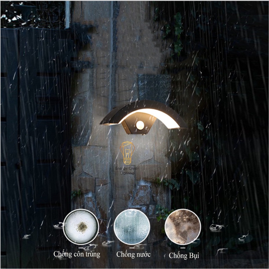 Đèn Tường Energy Green Lighting Cong 18w Thân Nhôm Chống Nước DT-4141 Decor Vintage - Cảm Biến Chuyển Động
