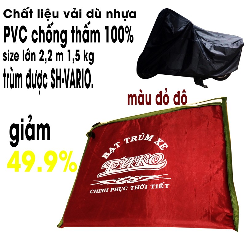 bạt phủ xe máy ,bạt che xe máy  FreeShip+tặng 1 túi đập đá 15k  - size 2m2 - 1.5 kg với phủ PVC trùm được SH-Vario.