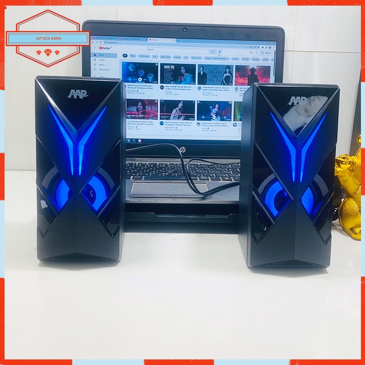 Loa Máy Vi Tính Để Bàn 2.0 AAP C08 Có Dây Chính Hãng Loa Nghe Nhạc Laptop PC Đèn Led Gaming