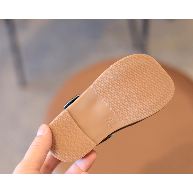 Giày Búp Bê Da Mũi Vuông Đính Ngọc Trai Giả Thời Trang Cho Bé Gái 1-8 Tuổi