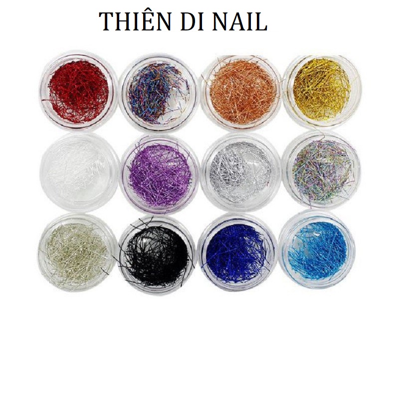 Kim tuyến sợi trang trí móng set 12 màu Thiên Di Nail