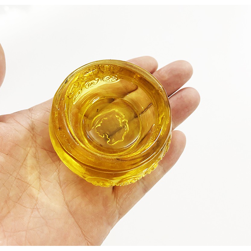 Hũ Vàng Thần Tài Pha Lê (Cỡ Nhỏ 6cm), Tụ Bảo Bồn Lưu Ly, Chiêu Lộc Tụ Tài - Vật Phẩm Phong Thủy