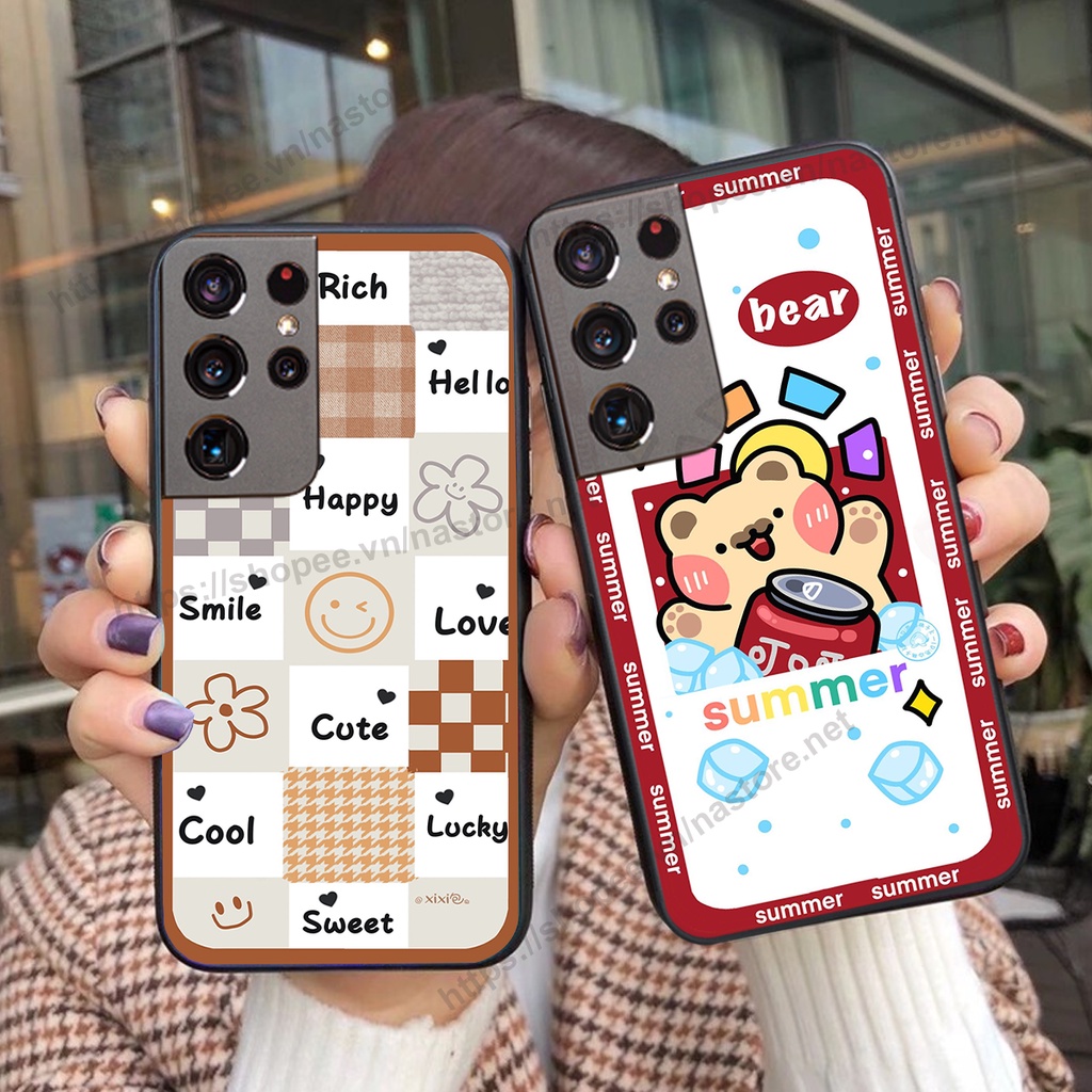 Ốp lưng Samsung S21 / S21 FE / S21 Plus / S21+ / S21 Ultra trái tim mặt cười, gấu cute thể thao cá tính