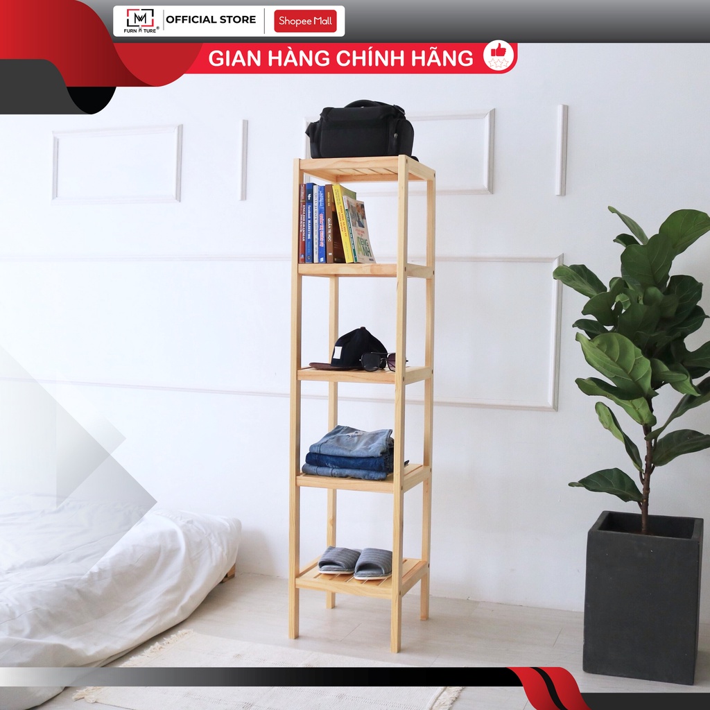 Kệ gỗ trang trí đa năng 5 tầng màu gỗ thương hiệu MW FURNITURE - Nội thất trang trí