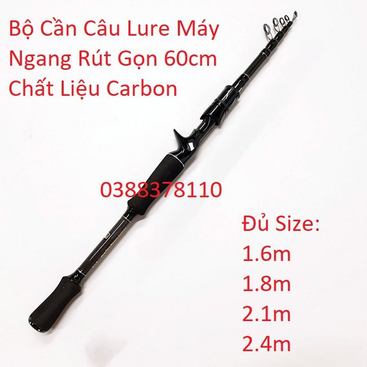 Combo Lure Ngang, Bộ Cần Câu Lure Máy Ngang Rút Gọn 60cm Chất Liệu Carbon - BC 3