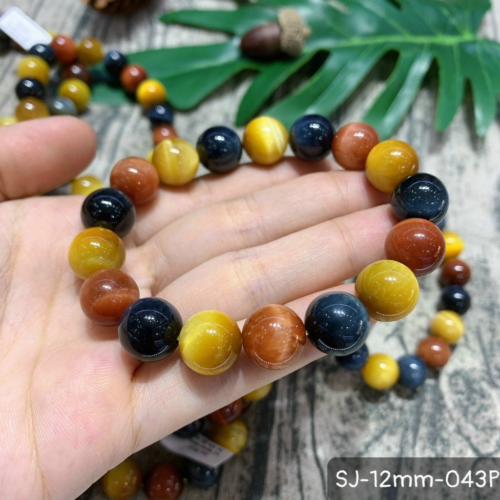 Vòng Tay Mắt Hổ Tam Tài 3 Màu Chủ Đạo Size 10m-14mm