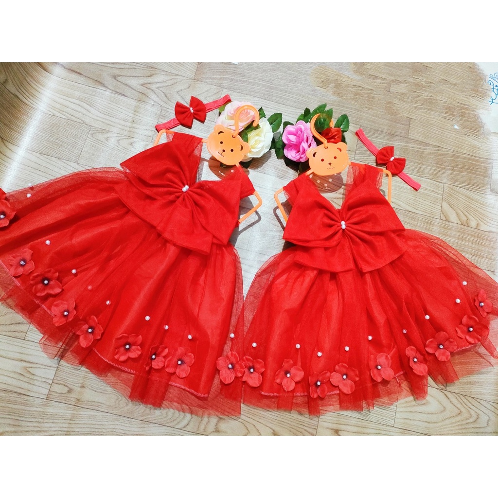 Đầm/Váy công chúa tutu dễ thương cho bé - Nơ phối hoa + Ảnh thật