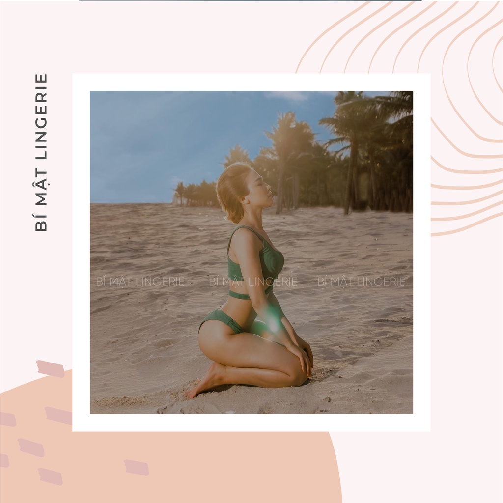 Bikini đồ bơi sexy thun tăm xanh rêu sexy sẵn hàng đủ size hot trend 2023