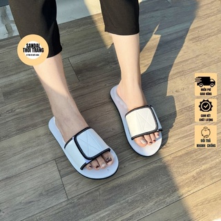 Dép sandal quai ngang nữ nam trắng/đen xd sandalthoitrang size 30-44