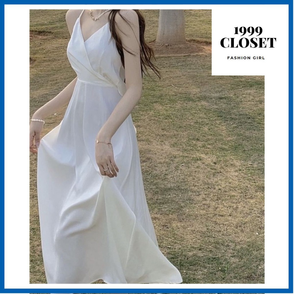 Đầm nữ hai dây dáng dài cột nơ lưng đầm maxi dáng dài thời trang cho nữ