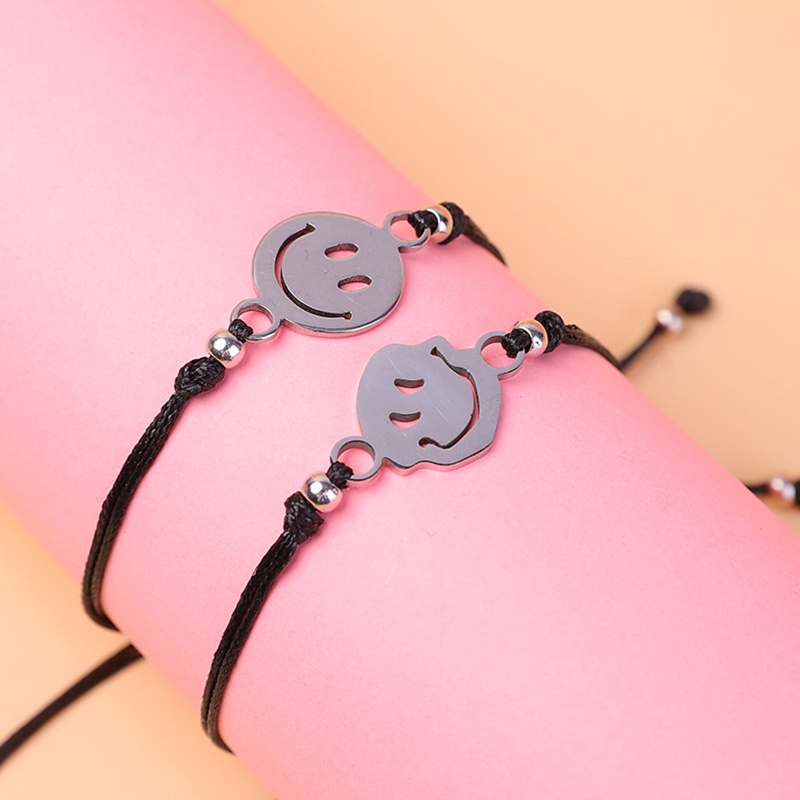 Vòng Tay Dây Sáp Bện Mặt Cười Có Thể Điều Chỉnh