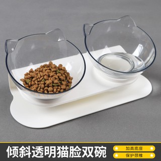 Chén đôi trắng chống gù cao cấp cho chó mèo
