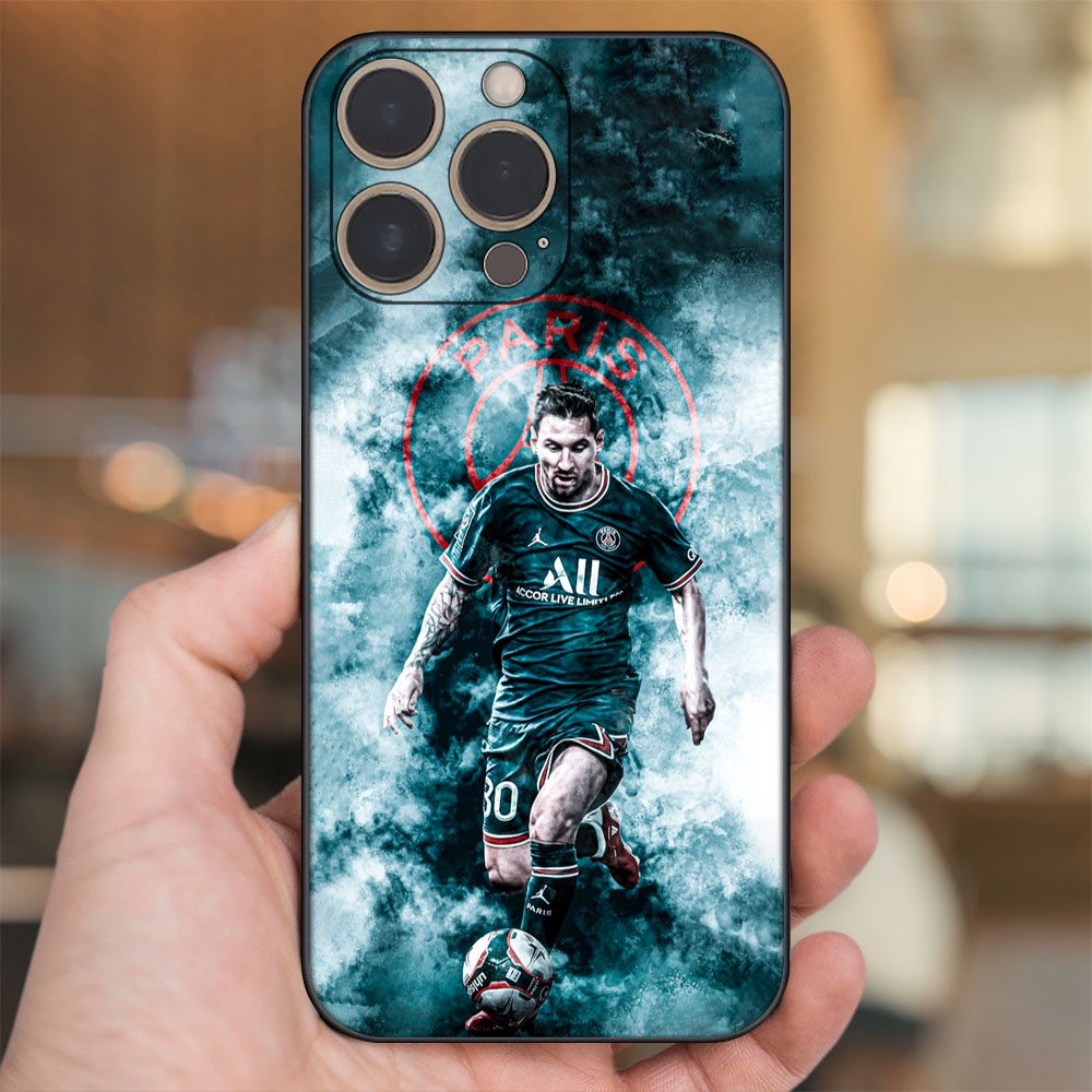 Ốp lưng iPhone 13 Pro dẻo đen cạnh vuông in hình Lionel Messi Barcelona PSG