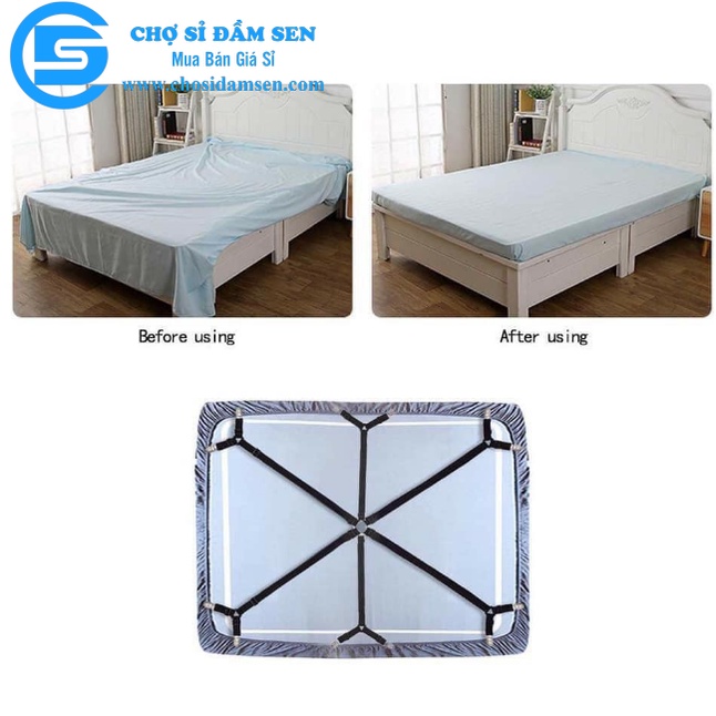 Bộ 4 Kẹp Ga Giường Drap Chống Xê Dịch G231-KepDrapG-3chau. Kẹp drap góc 3 chấu