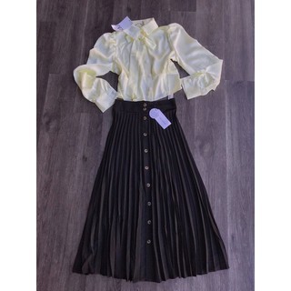 Áo sơ mi Zara cao cổ vải lụa thái (SHIRT WITH BOW)
