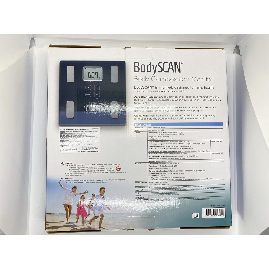 Cân đo chỉ số cơ thể, cân đo sức khoẻ đo thành phần cơ thể BodySCAN™ HBF-224 Omron