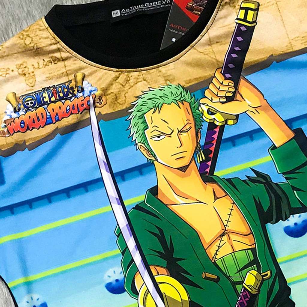 ☘️ Áo One Piece Zoro (3D Đen) Roronoa zoro A02, áo đảo hải tặc Anime Manga ☘️ (Shop AoThunGameVn)