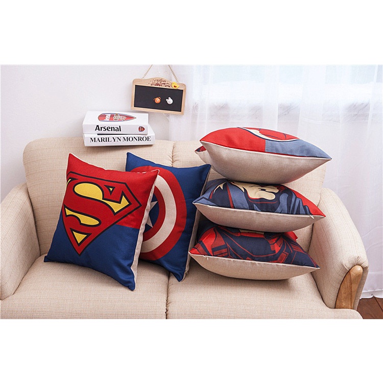 Vỏ Gối Vuông 45X45Cm In Hình Siêu Anh Hùng Độc Đáo