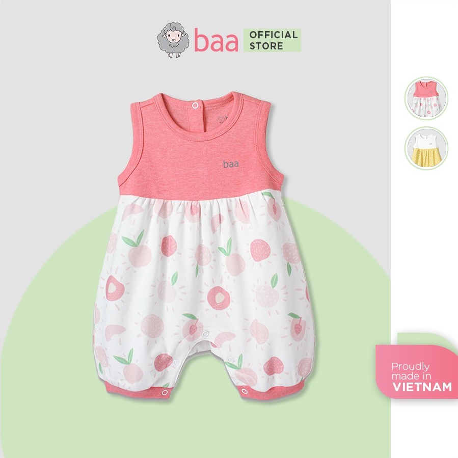 Bộ quần áo Romper sơ sinh unisex BAA BABY sát nách cho bé trai và bé gái - BN-RP04C