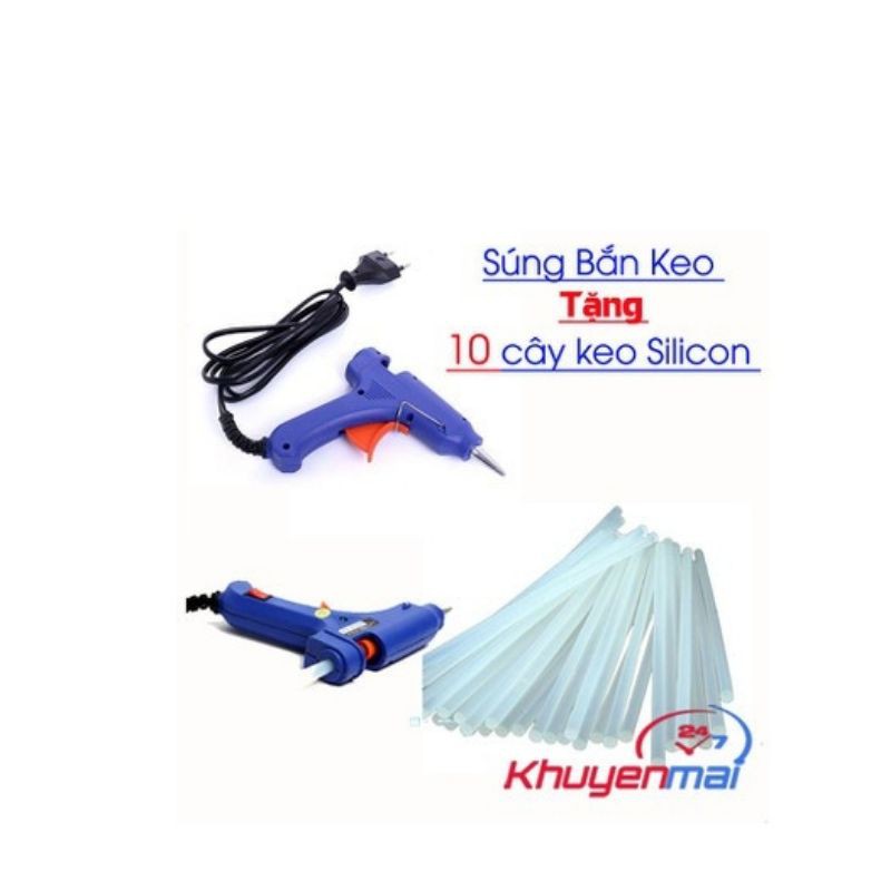 Súng bắn keo tặng 10 keo nến Silicon 13cm