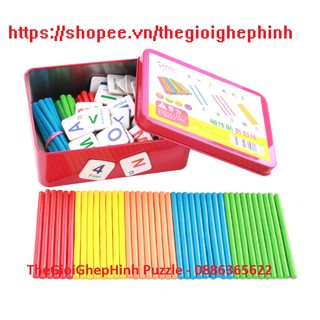 Hộp que tính học toán trẻ em - hộp đựng bằng thiếc chắc chắn