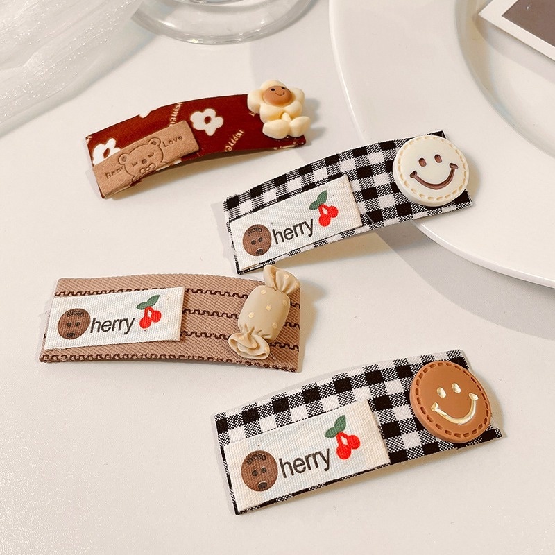 Kẹp tóc vải hình vuông họa tiết hoạt hình phong cách Nhật bản